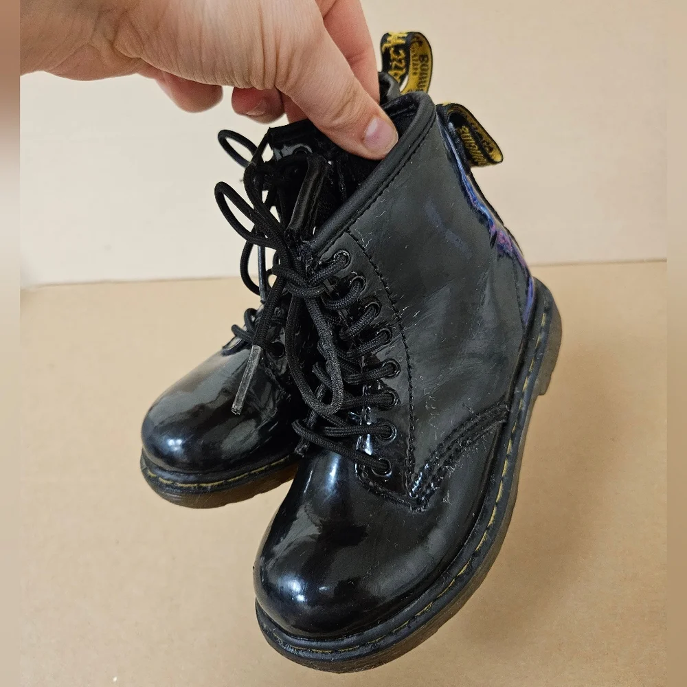 Dr. Martens 1460 Combat Lace Up Boots Patent Leather Toddler Size 9